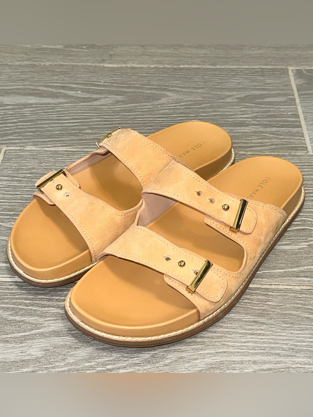 Cole Haan Marisol Footbed Women's 11B Tan Suede Double Strap Summer Sandals
